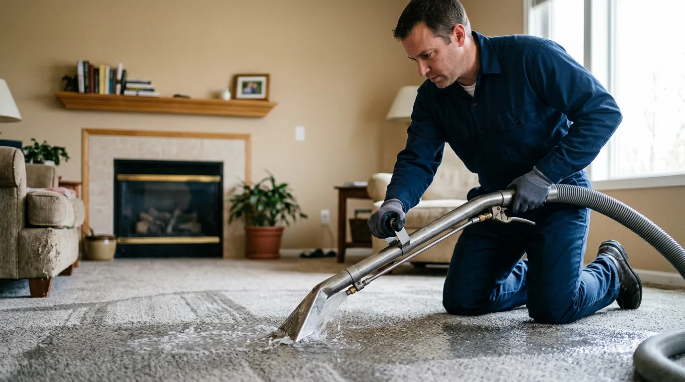 Water damage restoration technician working near Croswell, MI